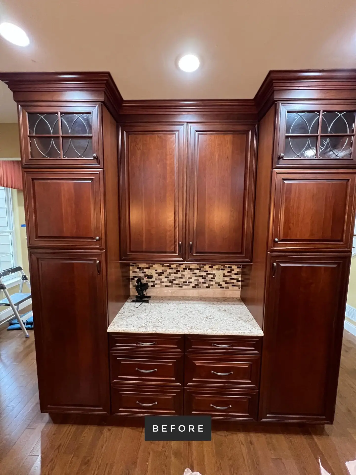 Aged cabinet drawer elements